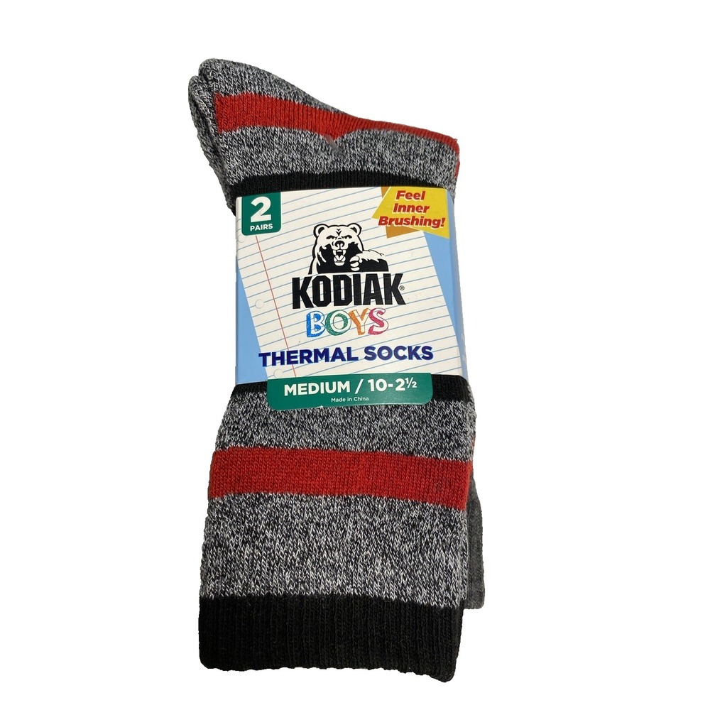 kodiak boys thermal creek socks 2 pairs 1‎ pack size medium 10 - 2.5